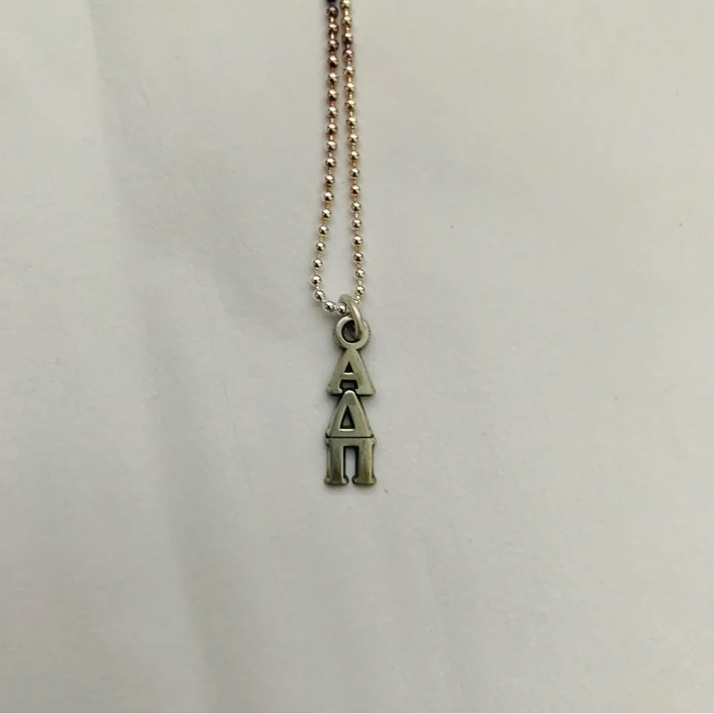 STERLING SORORITY Alpha Delta Pi Vertical Silver Necklace ADPI NIB VINTAGE